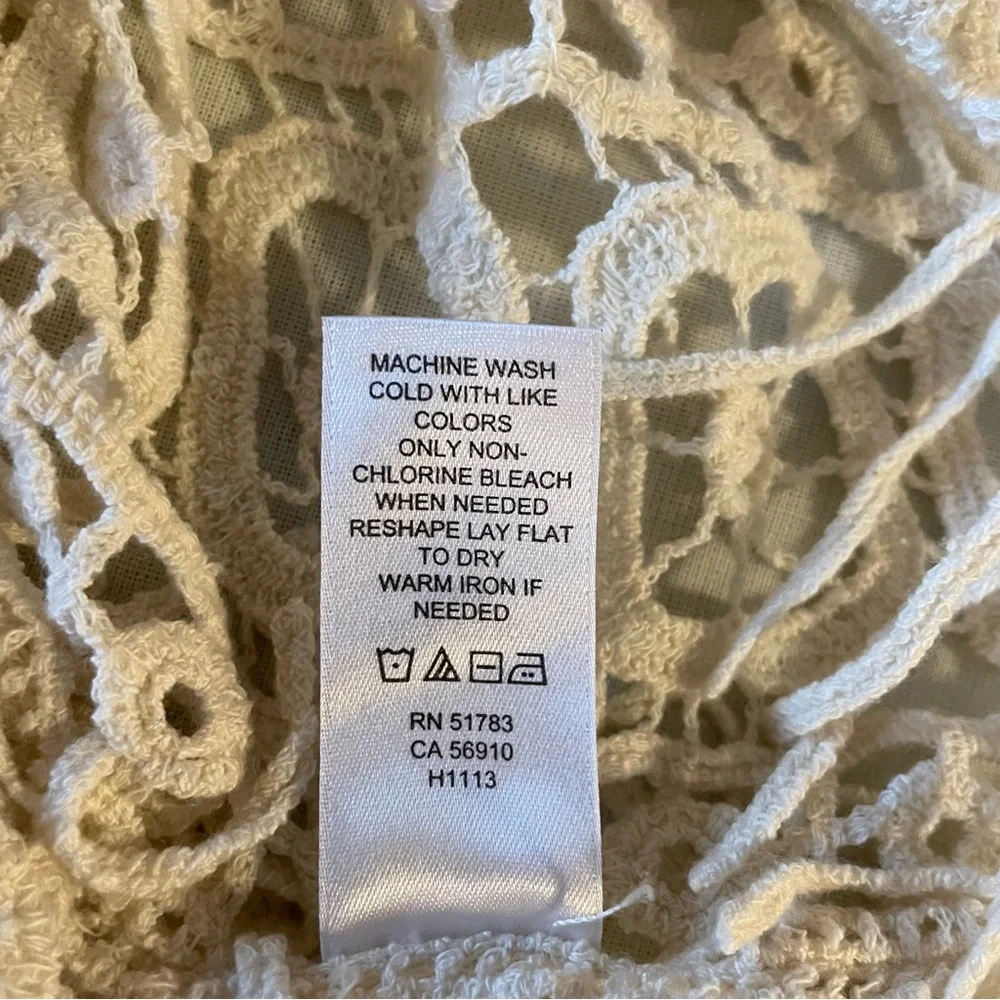 Mauricies Womens Sheer Crochet Lace Blouse Fridge White Floral Top Size S
